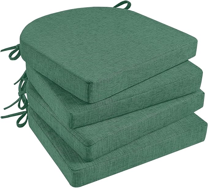 Basic Beyond Chair Cushions for Dining Chairs with Ties and Removable Cover, 2" Thick Seat Cushions for Kitchen Chairs, Set of 4, 17" x 16", Forest Green