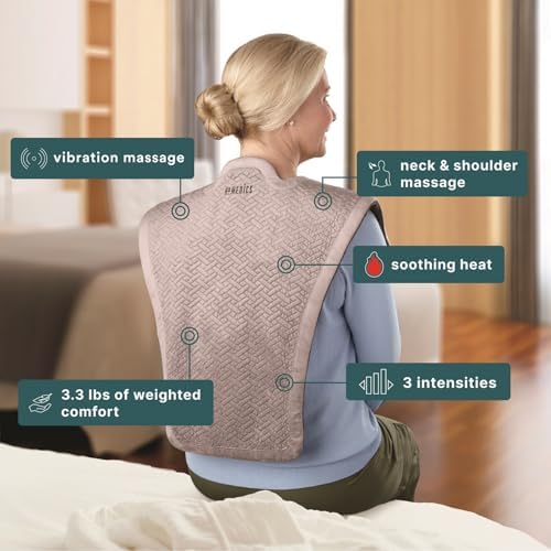 Homedics Vibration Heated Shoulder Massager Wrap, Comfort Pro Elite, Soft Fabric, Tension Relief, 2 Speeds & Styles, Long, NMS-450H (Pack of 4)
