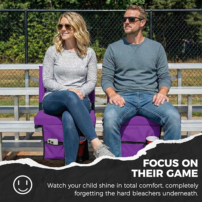 SPORT BEATS Stadium Seats with Back Support Bleacher Chairs with Back and Cushion Thick Padded Bleacher Seats Includes Shoulder Strap
