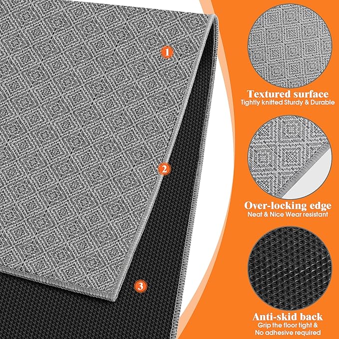 KMAT Office Chair Mat, 46x60in Heavy Duty Hardwood/Tile Floor Protector, Floor Mat Computer Desk Mat for Rolling Chairs, Work, Study, Office, Grey