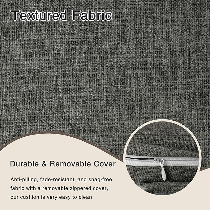 OVOV 14x14 Chair Cushions for Metal Dining Chairs Set of 1 Non Slip Thick Textured Chair Pads for Dining Chairs with Ties and Removable Cover (1, Dark Grey)