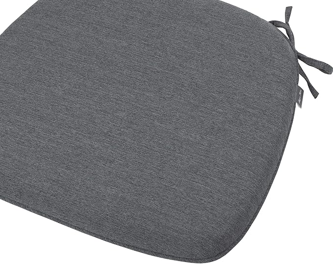 Magpie Fabrics 17"x16"x2" U-Shape Chair Cushions with Ties 2 Count, Outdoor Indoor Waterproof All Weather Seat Pads Decoration for Patio Garden Dining Office - Dark Gray