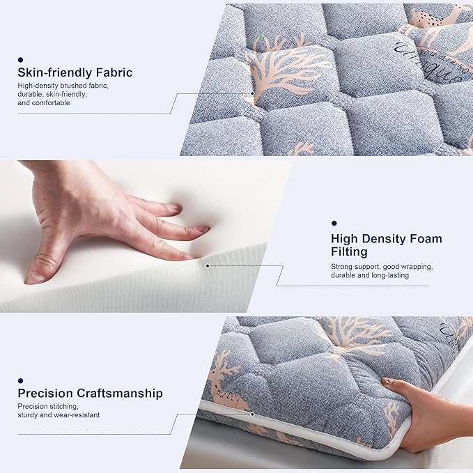 Lillibearas Premium Foam King Mattress Topper -Thick 9-Layer Modern Comfort Topper, 60-mil Foam-Back Pain Relief & Comfort Support, Breathable & Hypoallergenic