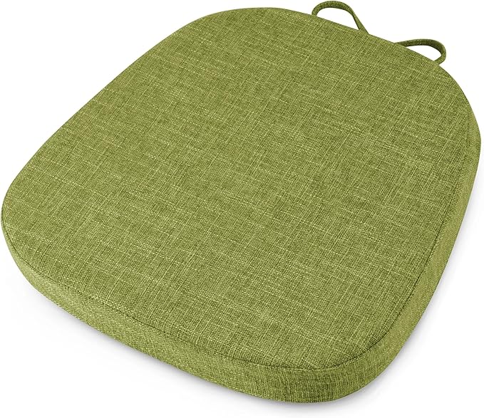 OVOV 14x14 Chair Cushions for Metal Dining Chairs Set of 1 Non Slip Thick Textured Chair Pads for Dining Chairs with Ties and Removable Cover (1, Green)