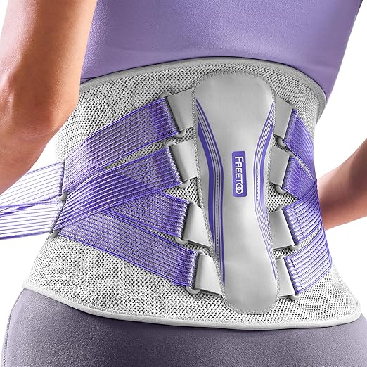 FREETOO Back Brace for Lower Back Pain Women with Bionic Support System, Adjustable Knitted Lumbar Support Belt for men women, Breathable Mesh Design with Lumbar Pad,for Herniated Disc,Sciatica,Scoliosis