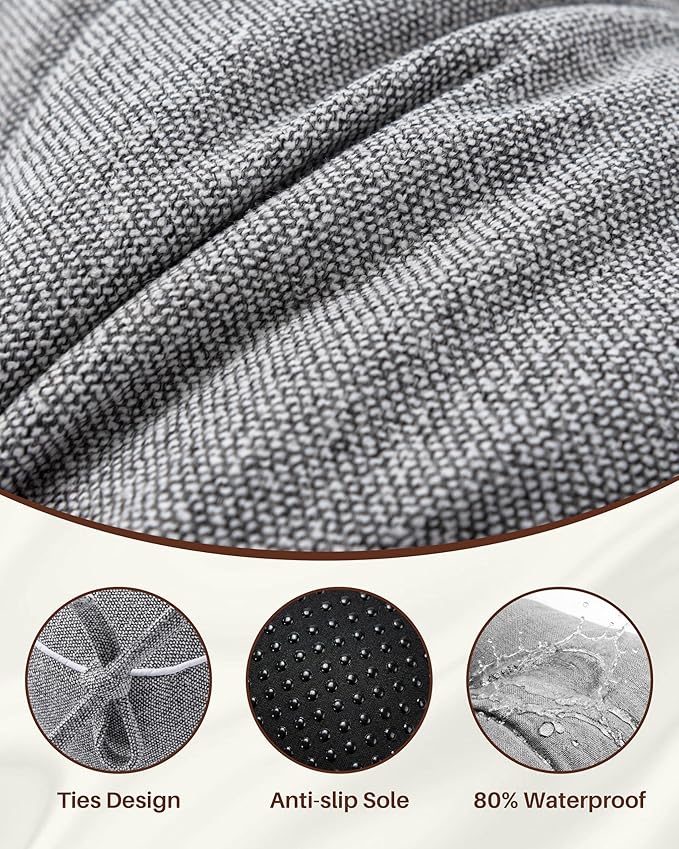 Rocking Chair Cushions Indoor, 5-inch Thicken Seat Cushion with Memory Foam Non-Slip Tufted Chair Pads Set of Seat & Back Cushion for Outdoor Rocker Living Room, Light Grey, 22x17x5/17x17x5
