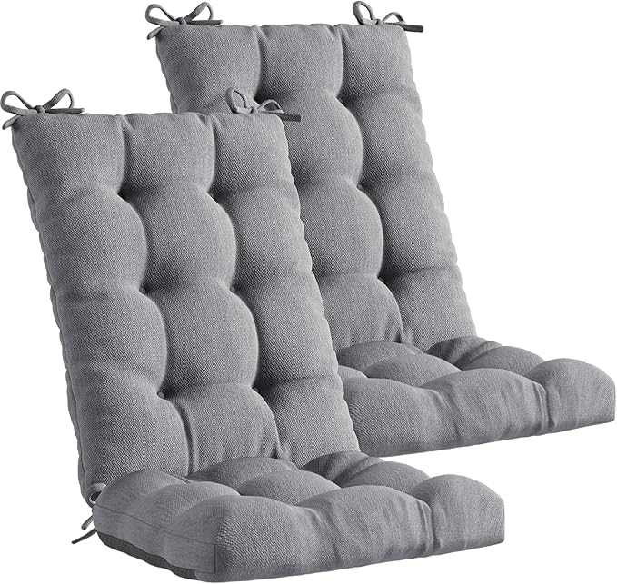 Codi Rocking Chair Cushions Indoor, Water Resistant Glider Rocker Replacement Cushion Set for Patio Porch Garden - Fits Most Standard Rockers, Grey 2PK