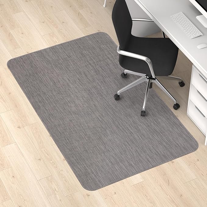 Blvornl Office Chair Mat for Hardwood Floor, 35.4"x 55" Desk Chair Mat for Hard Wood and Tile Floor, Large Anti-Slip Hard Floor Protector Rolling Chair Pad, PVC Desk Rug, Dark Grey