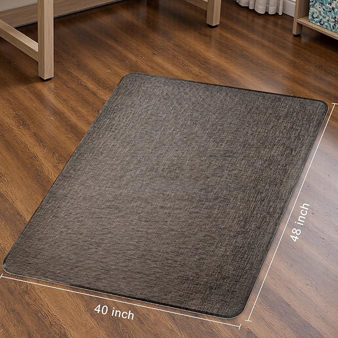 Sycoodeal Office Chair Mat for Hardwood & Tile Floor,Computer Gaming Chair Mat for Rolling Chairs Non-Curve, Anti-Slip, Heavy Duty Floor Protector for Home Office,Dark Coffee (40" x 48")