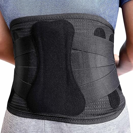Lower Back Brace for Women Men, Adjustable Lumbar Support with 3D Pad, Breathable Ergonomic Support Belt with Metal Stays for Work, Lifting, Drive, Black,Size L,Waist 38"-45"