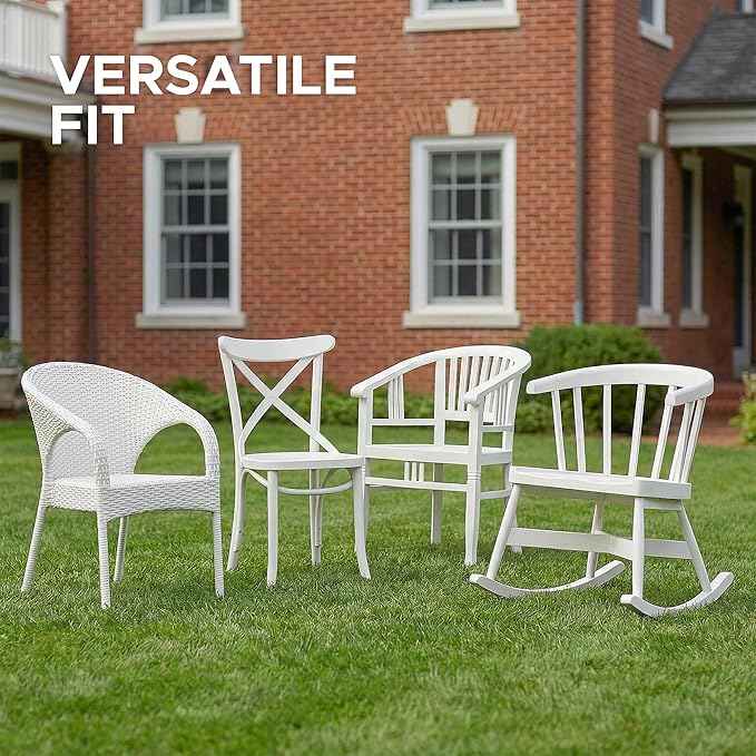 Outdoor Chair Cushions, Fade-Resistant & Water-Resistant, D Shaped Patio Furniture Seat Chair Pads Replacement with Ties, Non-Slip Bottom, Removable Cover, Set of 4, 18.5 x 16 Inch, Beige