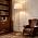 ZenGlimmer Mid Century Dimmabe Floor Lamp, Dark Walnut Wood Pole Standing Lamp with 18” Linen Shade, Brushed Gold Aluminum Accents, 11” Weighted Base for Living Room Bedroom