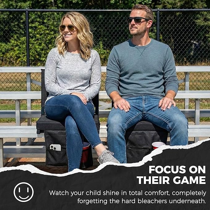SPORT BEATS Stadium Seats with Back Support Bleacher Chairs with Back and Cushion Thick Padded Bleacher Seats Includes Shoulder Strap