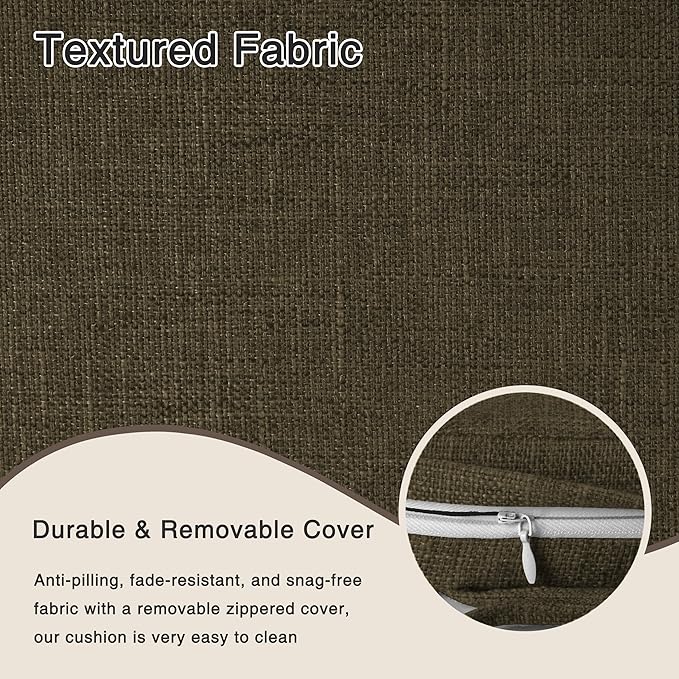 OVOV 14x14 Chair Cushions for Metal Dining Chairs Set of 2 Non Slip Thick Textured Chair Pads for Dining Chairs with Ties and Removable Cover (Khaki)