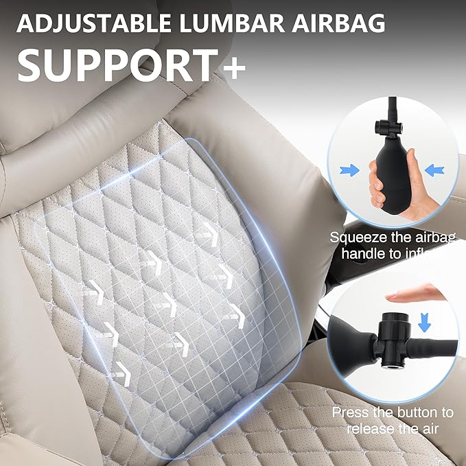 Big and Tall Office Chair 750lbs, Executive Office Chair with Adjustable Headrest&Lumbar Airbag Support, PU Leather High Back Heavy Duty Desk Chair 5D Flip Arms, Ergonomic Thick Spring Cushion, Beige