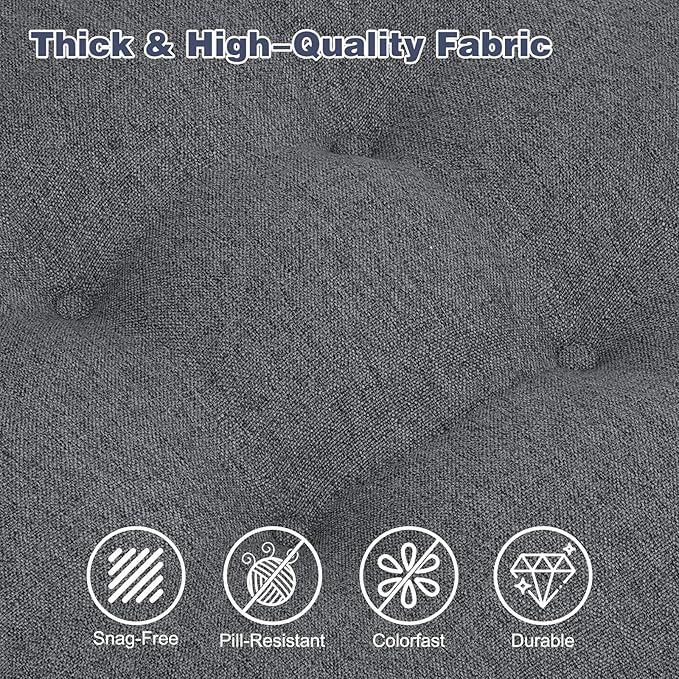 baibu Dining Chair Cushions, Dual-Layer Patent Design Memory Foam Kitchen Chair Cushions, Non-Slip Seat Pads with Ties, 16.5 x 16.5 x 3.5in, 1 Pack, Dark Grey