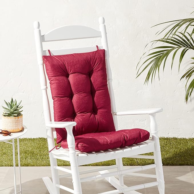 Rocking Chair Cushion Premium Pads Non Skid Slip Backed Set of Upper and Lower with Ties