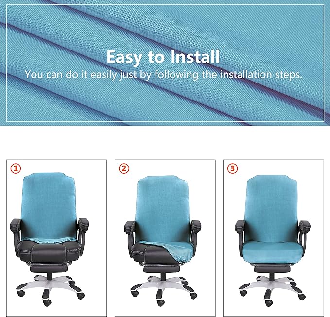 SARAFLORA Office Chair Cover- Large, Teal- Removable Computer Chair Cover for Office Chair with Zipper for Universal Rotating Chair Desk Chair Cover High Back Chair Seat Washable Protector for Pets