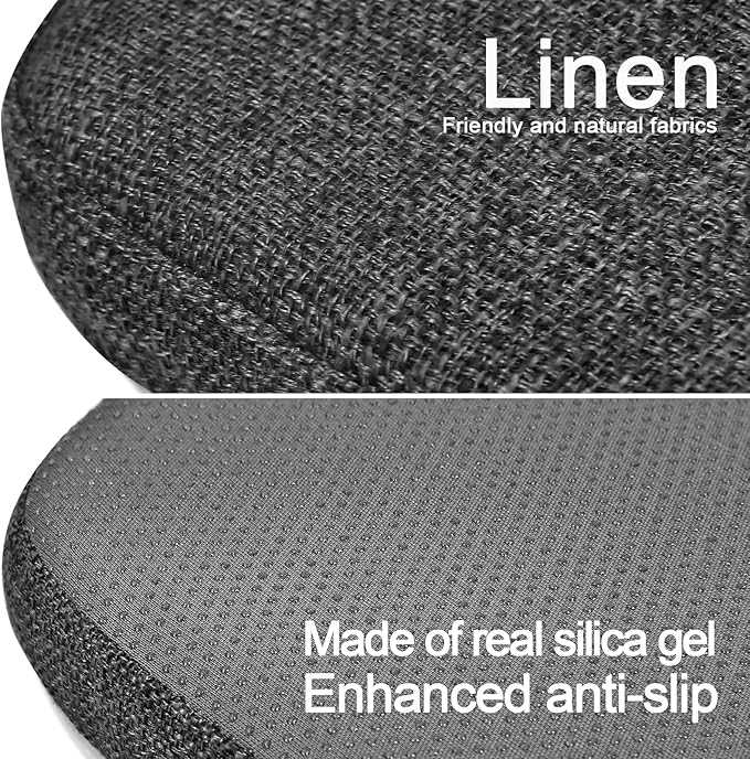 BUYUE Friendly Woven Fabric 14x14 Magnetic Cushion for Metal Chair 1 Piece, Enhanced Anti-Slip Seat Pad for Dining Kitchen Café Stackable Chair (U-Shape, Dark Gray, 1 Count)