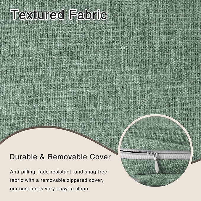 OVOV 14x14 Chair Cushions for Metal Dining Chairs Set of 4 Non Slip Thick Textured Chair Pads for Dining Chairs with Ties and Removable Cover (4, Sage Green)