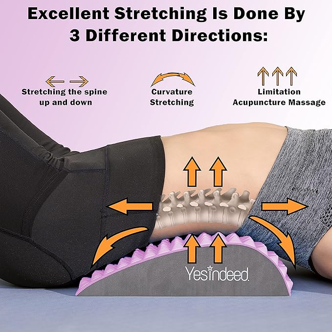 YESINDEED Back Stretcher Pillow – Lumbar Support Cushion for Back Stretching, Posture Support, Ergonomic Drop Shape Design, Comfortable Use at Home, Office or Floor (Pink)