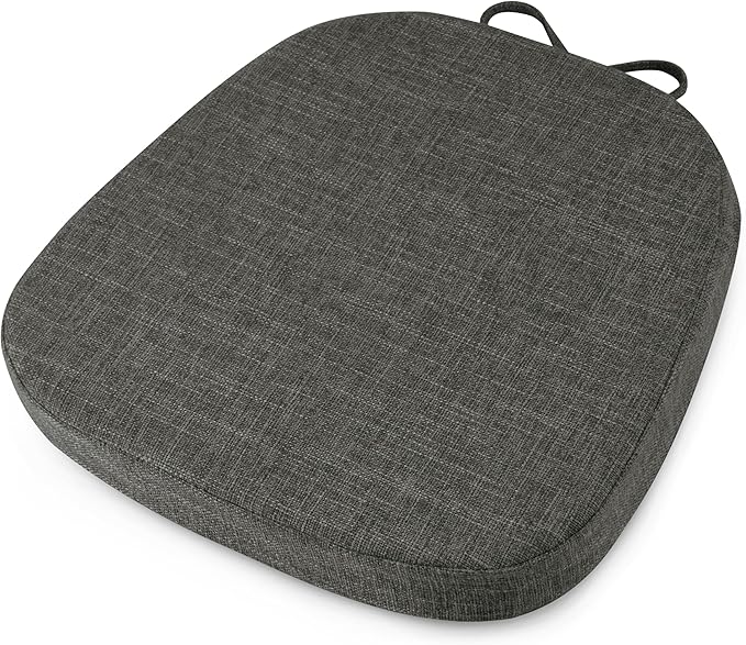 OVOV 14x14 Chair Cushions for Metal Dining Chairs Set of 1 Non Slip Thick Textured Chair Pads for Dining Chairs with Ties and Removable Cover (1, Dark Grey)