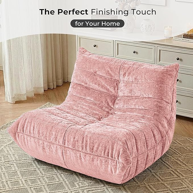 HABUTWAY Bean Bag Chair, Giant Bean Bag Chairs for Adults, Bean Bag Sofa with Filler Faux Fur, Memory Foam Bean Bag Couches Fireside Lazy Sofa for Living Room, Bedroom, Office (Pink)