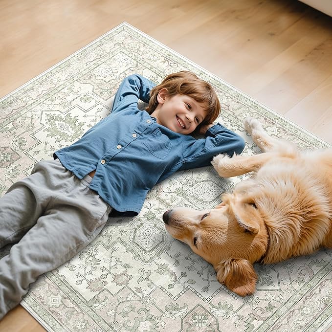 36"x48" Office Chair Mat for Hardwood Tile Floor, Under Desk Carpet Protector for Rolling Computer Chair Mat, Machine Washable Area Rug, Anti-Slip 1/5" Thick Low Pile Thin Vinyl Floor Mat, Mint