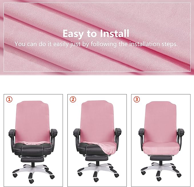 SARAFLORA Office Chair Covers- Medium, Pink- Removable Computer Chair Cover for Office Chair with Zipper for Universal RotatingChair Desk Chairs Cover Seat Washable Protector for Pets
