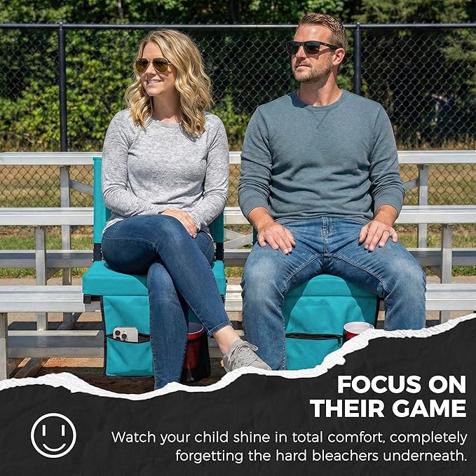SPORT BEATS Stadium Seats with Back Support Bleacher Chairs with Back and Cushion Thick Padded Bleacher Seats Includes Shoulder Strap