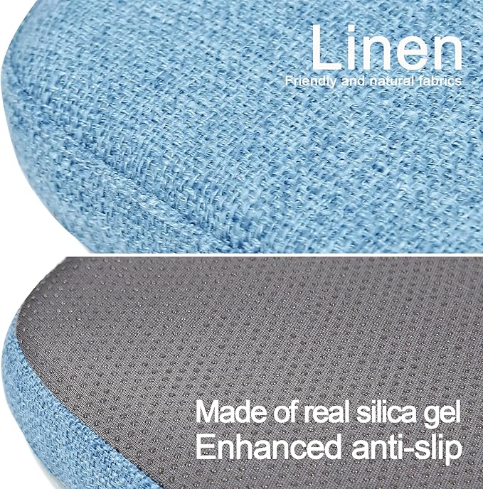 BUYUE Friendly Woven Fabric Magnetic Bar Stool Cushion 1 Piece, Enhanced Anti-Slip Breathable Small Chair Seat Pad for Café Bistro Stackable Metal Stool (Square, Light Blue, 1)
