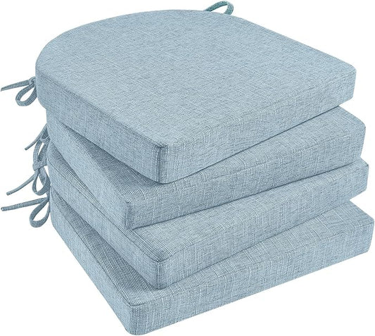 Basic Beyond Chair Cushions for Dining Chairs with Ties and Removable Cover, 2" Thick Seat Cushions for Kitchen Chairs, Set of 4, 17" x 16", Baby Blue
