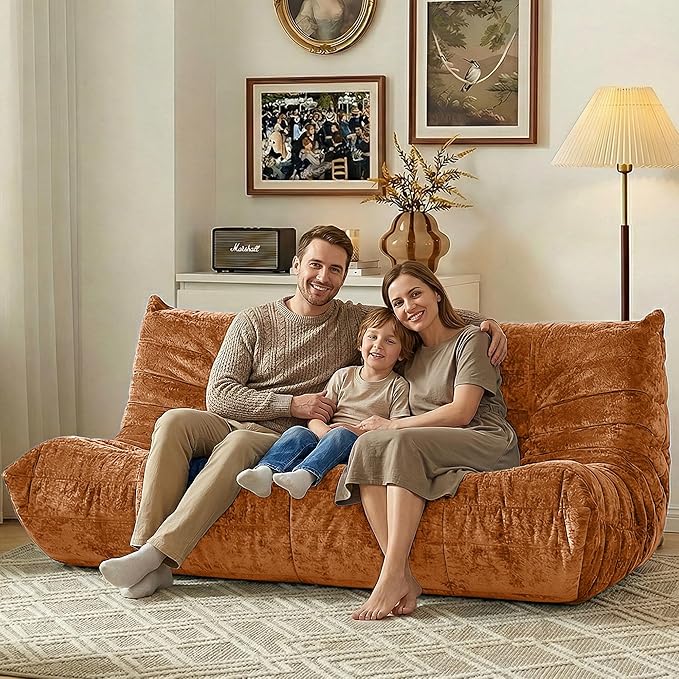 HABUTWAY Bean Bag Chair, Giant Bean Bag Chairs for Adults, 3 Seater Fireside Chair, Lazy Large Floor Bean Bag Sofa for Living Room, Bedroom, Dorm, Office (Brown)