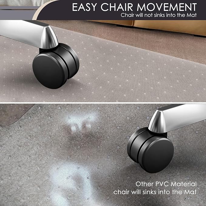 Kuyal Office Chair Mat for Carpet, Set of 2, 32x55 Clear Heavy Duty Computer Chair Mat, Under Desk Protector Carpeted Floors Mat, Easy Chair Movement,Ship Flat