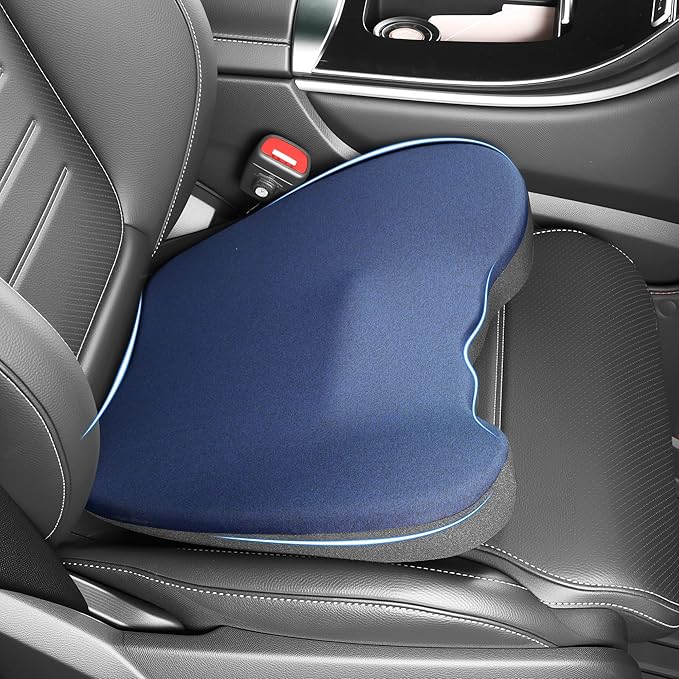Car Seat Cushion for Driving, Ergonomic Memory Foam Car Seat Pad for Sciatica Pain Relief, Car Seat Cushion Pad for Driving Seat Office Chair, Blue