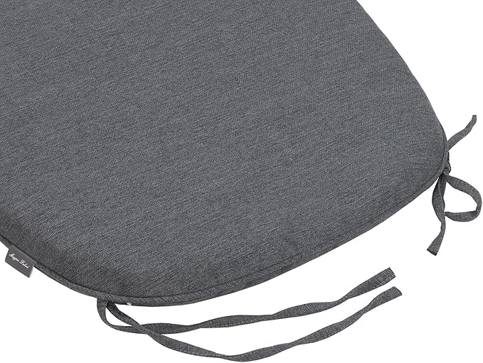 Magpie Fabrics 17"x16"x2" U-Shape Chair Cushions with Ties 2 Count, Outdoor Indoor Waterproof All Weather Seat Pads Decoration for Patio Garden Dining Office - Dark Gray