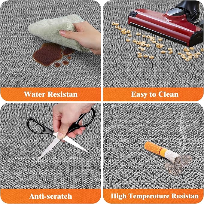KMAT Office Chair Mat, 47x47in Heavy Duty Hardwood/Tile Floor Protector, Floor Mat Computer Desk Mat for Rolling Chairs, Work, Study, Office, Grey
