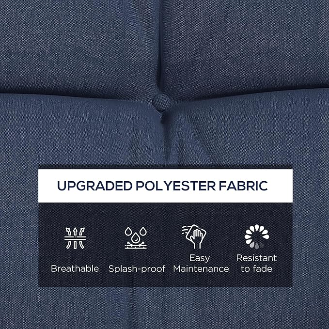 Outsunny 59" Tufted Bench Cushions & Throw Pillows, 4 Piece Swing Cushion Set, Indoor/Outdoor Replacement Bench Seat Pad, Back Cushion & 2 Pillows for Outdoor Furniture, Navy Blue