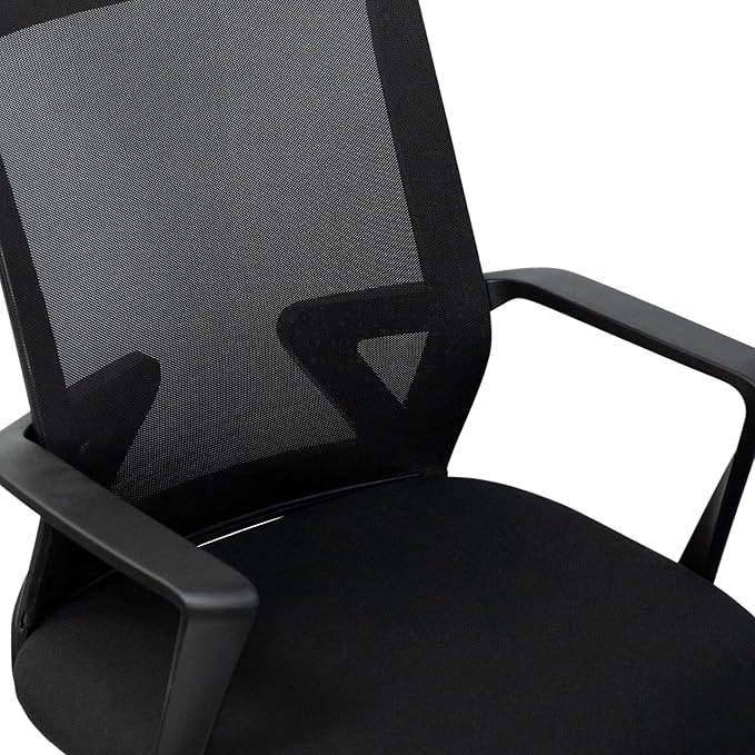 Techni Mobili Ergonomic Mesh Office Chair, Breathable Black Task Chair for Home Office or Study with Adjustable Height & Tilt, Affordable Desk Chair with Lumbar Support, Swivel Base & Armrests