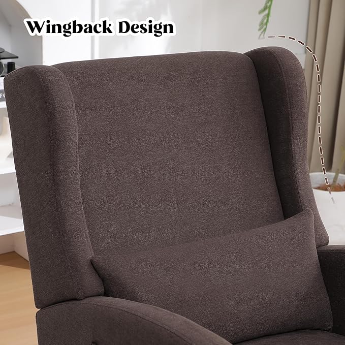 HCHAIRH Rocking Chair Nursery with Foot Rest, Wingback Nursery Rocking Chairs, Nursing Glider Rocker Chair with Pillow and High Back for Nursery, Living Room, Bedroom, Coffee