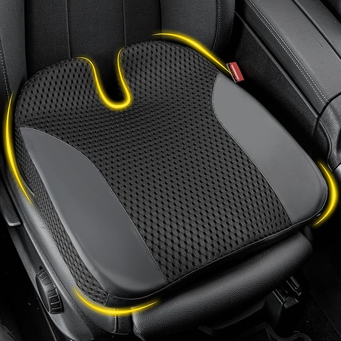 Lofty Aim Car Seat Cushion: Ergonomic Memory Foam Cushion for Driving and Long Drives, for Sciatica and Back Pain, Seat Pillow for Car, Truck, Office Chair, Home, Wheelchair- Black