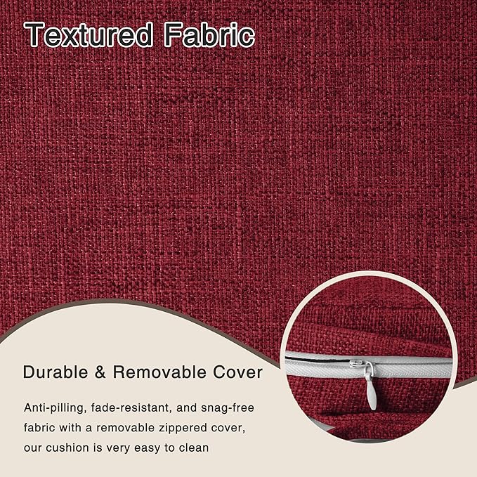 OVOV 14x14 Chair Cushions for Metal Dining Chairs Set of 1 Non Slip Thick Textured Chair Pads for Dining Chairs with Ties and Removable Cover (1, Red)