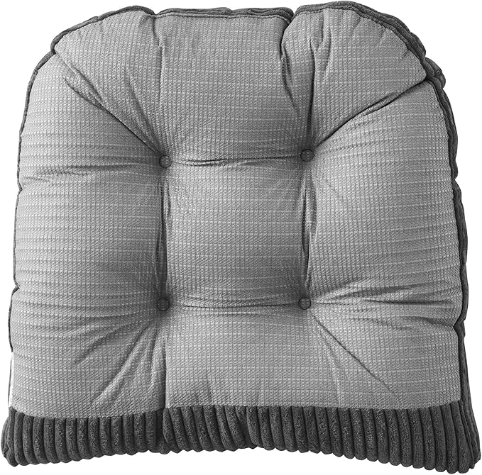 Rocking Chair Cushion Premium Tufted Pads Non Skid Slip Backed Crushed Velvet Cover Set of Upper and Lower with Ties, 21 in x 17 in | 17 in x 17 in, Velvet Gray (Pack of 5)