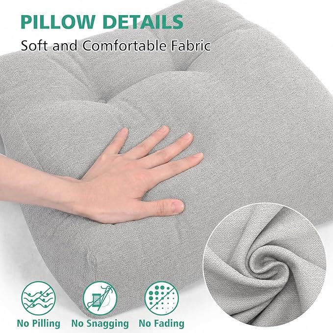 Shinnwa Lumbar Support Pillow for Office Chair, Memory Foam Back Support Pillow for Back Pain Relief, Car, Chair and Couch, 17.5x15x4.5in, Light Grey
