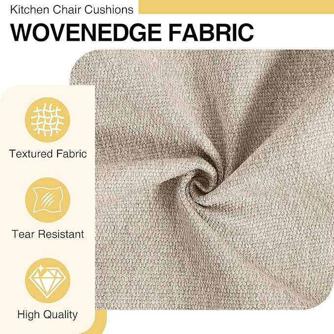 Tromlycs Chair Cushions for Dining Chairs Kitchen Seat Cushions Room Set of 4 Pads with Ties Indoor Non Slip Office 18 x 18 Inch, Beige