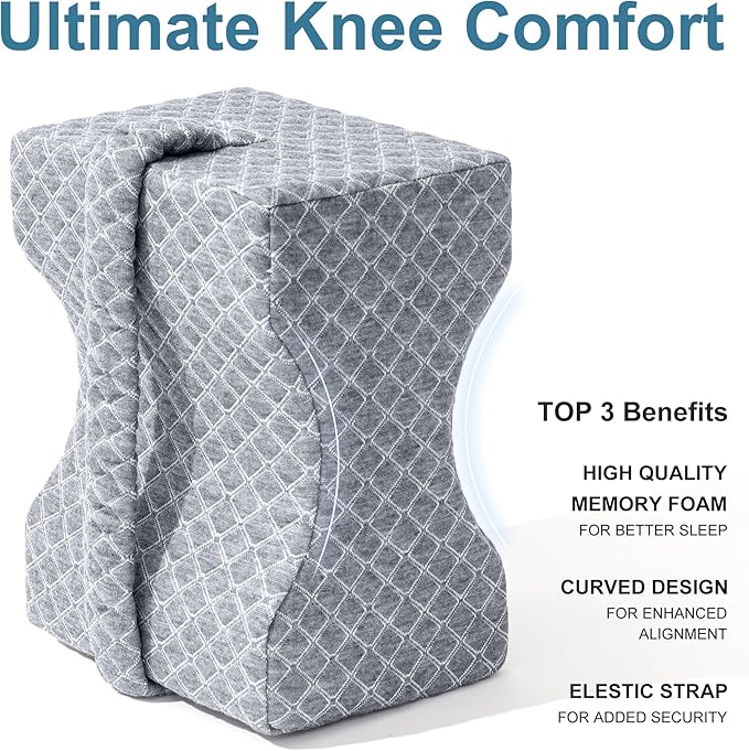 UJPFEO Knee Pillow for Side Sleepers, Leg Pillow for Sciatica, Back, HIPS, Knees, Joints Pain Relief,Pillows for Between Legs While Sleeping Spine Alignment Support & Relieves Pressure