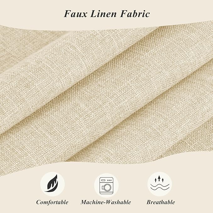 Rocking Chair Cushion Set with Machine Washable Cover Non-Slip Rocking Chair Cushions Indoor Seat and Back Pads with Ties 1 Pack, 2 Piece Set, 20"x 17"x 2" (Ivory)
