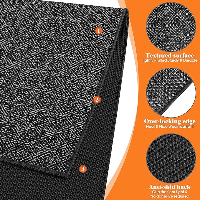 KMAT Office Chair Mat, 47x47in Heavy Duty Hardwood/Tile Floor Protector, Floor Mat Computer Desk Mat for Rolling Chairs, Work, Study, Office, Black