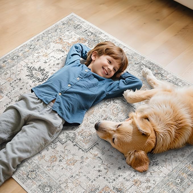 36"x60" Office Chair Mat for Hardwood Tile Floor, Under Desk Carpet Protector for Rolling Computer Chair Mat, Machine Washable Area Rug, Anti-Slip 1/5" Thick Low Pile Thin Vinyl Floor Mat, Taupe