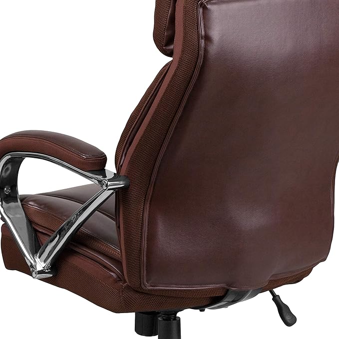 Flash Furniture Hercules Series High-Back Swivel LeatherSoft Office Chair, Ergonomic Executive Chair with Headrest and Adjustable Height, Brown